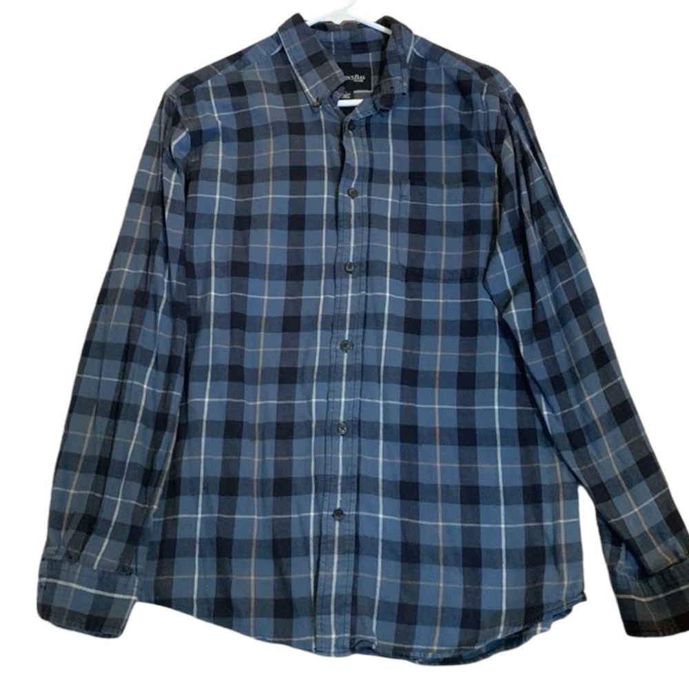 St John’s Bay Blue Plaid Cotton Flannel Button Down Shirt Men’s Size Medium
